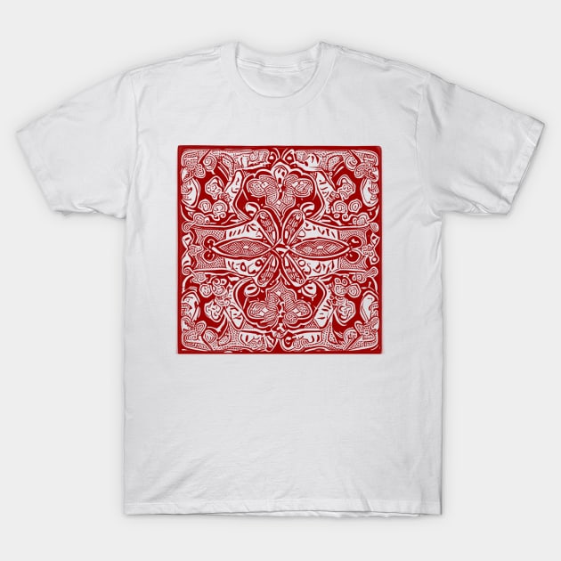 Paisley Print - Crimson Aesthetic T-Shirt by BubbleMench